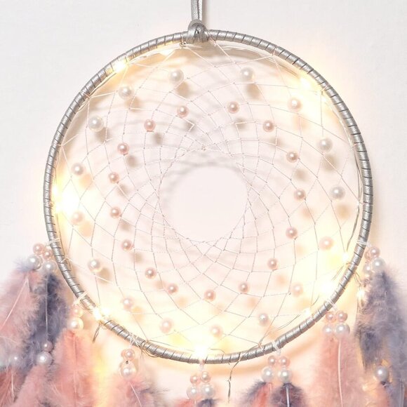 LED Dream Catcher Light Up Handmade Feather Dreamcatchers Boho Wall Hanging for - Picture 4 of 7